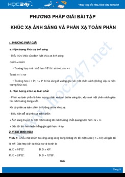 Phương pháp giải bài tập Khúc xạ ánh sáng và Phản xạ toàn phần môn Vật Lý 11