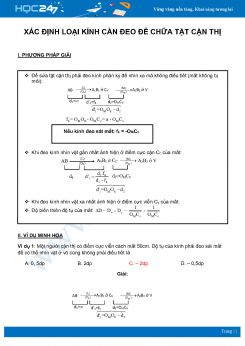 Phương pháp Xác định loại kính cần đeo để chữa tật cận thị môn Vật Lý 11
