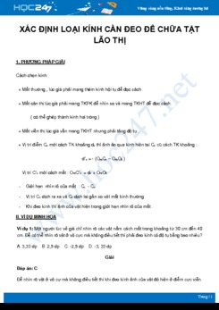 Phương pháp Xác định loại kính cần đeo để chữa tật lão thị môn Vật Lý 11