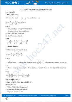 Các dạng toán về Nhân chia số hữu tỉ Toán 7