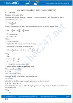 Các dạng toán về Lũy thừa của một số hữu tỉ Toán 7
