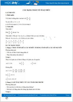 Các dạng toán về Tỉ lệ thức Toán 7