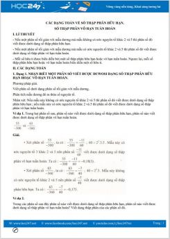 Các dạng toán về Số thập phân hữu hạn. Số thập phân vô hạn tuần hoàn Toán 7