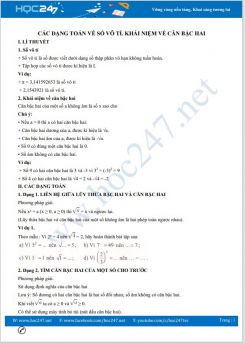 Các dạng toán về Số vô tỉ. Khái niệm về căn bậc hai Toán 7