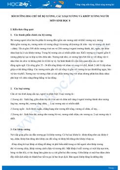 Bồi dưỡng HSG chủ đề Bộ xương, các loại xương, khớp xương môn Sinh học 8 năm 2021