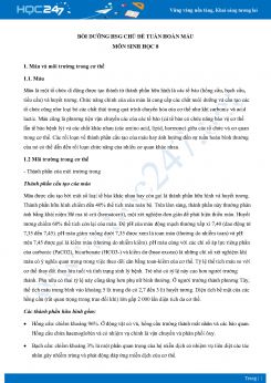 Bồi dưỡng HSG chủ đề Tuần Hoàn Máu môn Sinh học 8 năm 2021