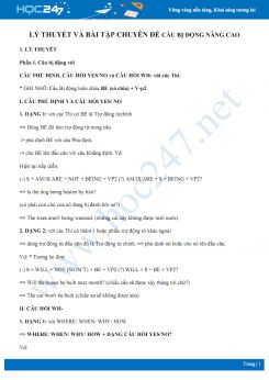 Lý thuyết và bài tập chuyên đề câu bị động nâng cao