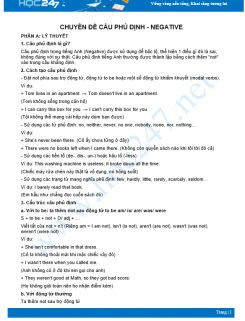 Chuyên đề Câu phủ định
