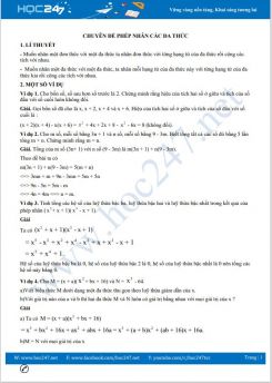 Chuyên đề Phép nhân các đa thức Toán 8