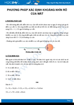Phương pháp xác định khoảng nhìn rõ của mắt môn Vật Lý 11 năm 2021
