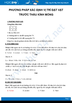 Phương pháp xác định vị trí đặt vật trước thấu kính mỏng môn Vật Lý 11 năm 2021