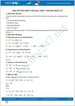 Chuyên đề Phân tích đa thức thành nhân tử Toán 8
