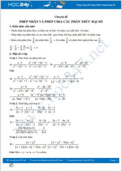 Chuyên đề Phép nhân và phép chia các phân thức đại số Toán 8