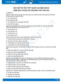 Bộ 5 đề thi thử THPT QG năm 2021 môn GDCD Trường THPT Hòa Đa