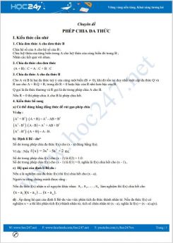 Chuyên đề Phép chia đa thức Toán 8