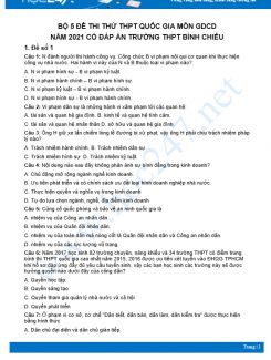 Bộ 5 đề thi thử THPT QG năm 2021 môn GDCD Trường THPT Bình Chiểu