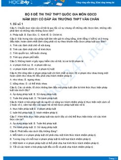 Bộ 5 đề thi thử THPT QG năm 2021 môn GDCD Trường THPT Văn Chấn