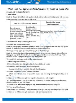 Tổng hợp bài tập chuyển đổi danh từ số ít và số nhiều