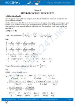 Chuyên đề Biến đổi các biểu thức hữu tỉ Toán 8