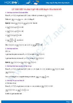 Lý thuyết và bài tập về giới hạn của hàm số