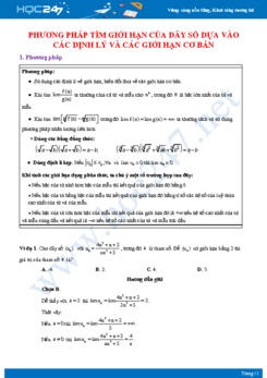 Phương pháp tìm giới hạn của dãy số dựa vào các định lý và các giới hạn cơ bản
