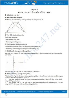 Chuyên đề Hình thang cân, đối xứng trục Toán 8