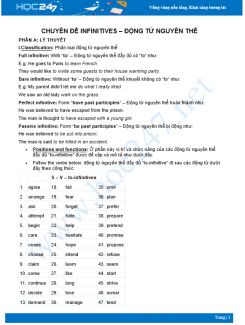 Chuyên đề INFINITIVES - Động từ nguyên thể