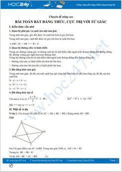 Chuyên đề nâng cao Bài toán bất đẳng thức, cực trị với tứ giác Toán 8