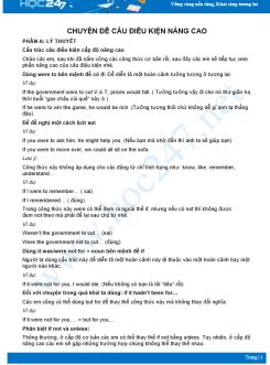 Chuyên đề Câu điều kiện nâng cao
