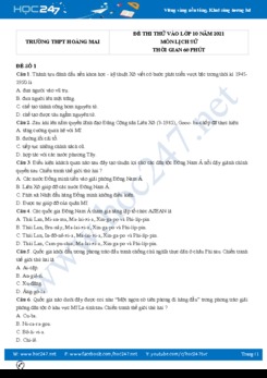Bộ 5 đề thi thử vào lớp 10 môn Lịch Sử năm 2021 có đáp án Trường THPT Hoàng Mai
