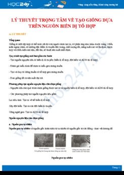 Lý thuyết và bài tập Tạo giống dựa trên nguồn biến dị tổ hợp Sinh học 12