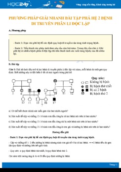 Phương pháp giải nhanh Bài tập phả hệ 2 bệnh di truyền phân li độc lập Sinh học 12