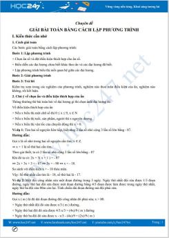 Chuyên đề Giải bài toán bằng cách lập phương trình Toán 8