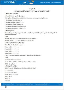 Chuyên đề Liên hệ giữa thứ tự và các phép toán Toán 8