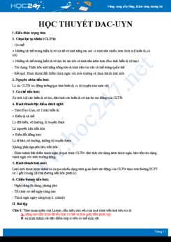 Kiến thức trọng tâm Học thuyết Dac-uyn Sinh học 12