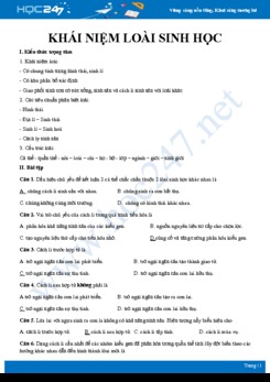 Lý thuyết và bài tập củng cố Khái niệm loài sinh học Sinh học 12
