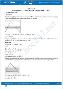 Chuyên đề Định lí đảo và hệ quả của định lí Ta-lét Toán 8