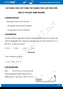 Phương pháp giải bài tập Cơ năng của vật chịu tác dụng của lực đàn hồi khi lò xo đặt nằm ngang môn Vật Lý 10