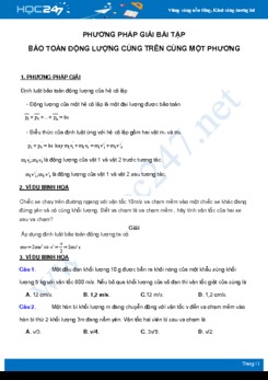 Phương pháp giải bài tập Bảo toàn động lượng trên cùng một phương môn Vật Lý 10