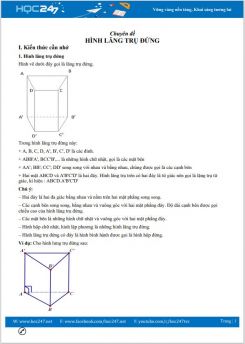 Chuyên đề Hình lăng trụ đứng Toán 8