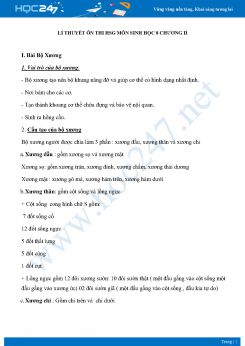 Lí thuyết bồi dưỡng ôn thi HSG chương 2 môn Sinh học 8 năm 2021