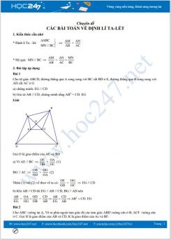Chuyên đề Các bài toán về định lí Ta-lét Toán 8