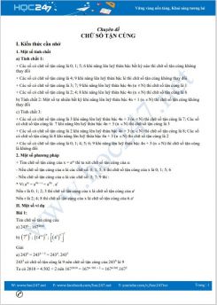 Bồi dưỡng HSG chuyên đề Chữ số tận cùng Toán 8