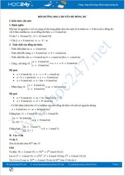 Bồi dưỡng HSG chuyên đề Đồng dư Toán 8