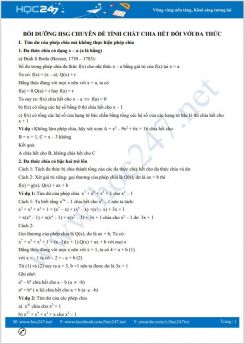 Bồi dưỡng HSG chuyên đề Tính chất chia hết đối với đa thức Toán 8