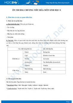 Ôn thi HSG chương Tiêu Hóa môn Sinh học 8 năm 2021