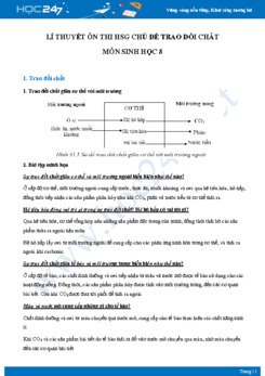 Lí thuyết ôn thi HSG chủ đề Trao đổi chất môn Sinh học 8 năm 2021