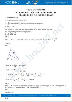 Bồi dưỡng HSG chuyên đề Sử dụng công thức diện tích để thiết lập quan hệ độ dài của các đoạn thẳng Toán 8