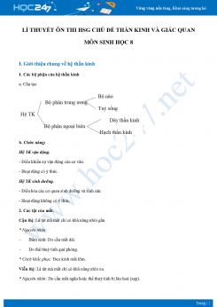 Lí thuyết ôn thi HSG chủ đề Thần Kinh và Giác Quan môn Sinh học 8 năm 2021