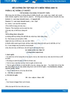 Đề cương ôn tập HK2 môn Tiếng Anh 10